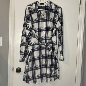 J.Crew Mercantile Plaid Tie-Front Shirtdress